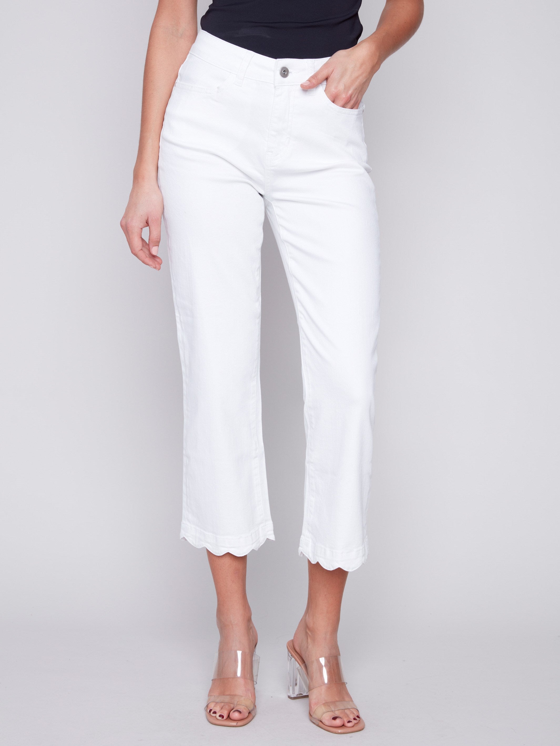 Charlie B Belted Twill Wide Leg Pant White main image 1