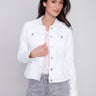 Stretch Denim Jacket - White - Charlie B Collection Canada - Image 1