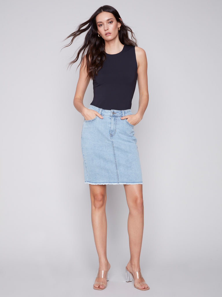 Stretch denim skort deals