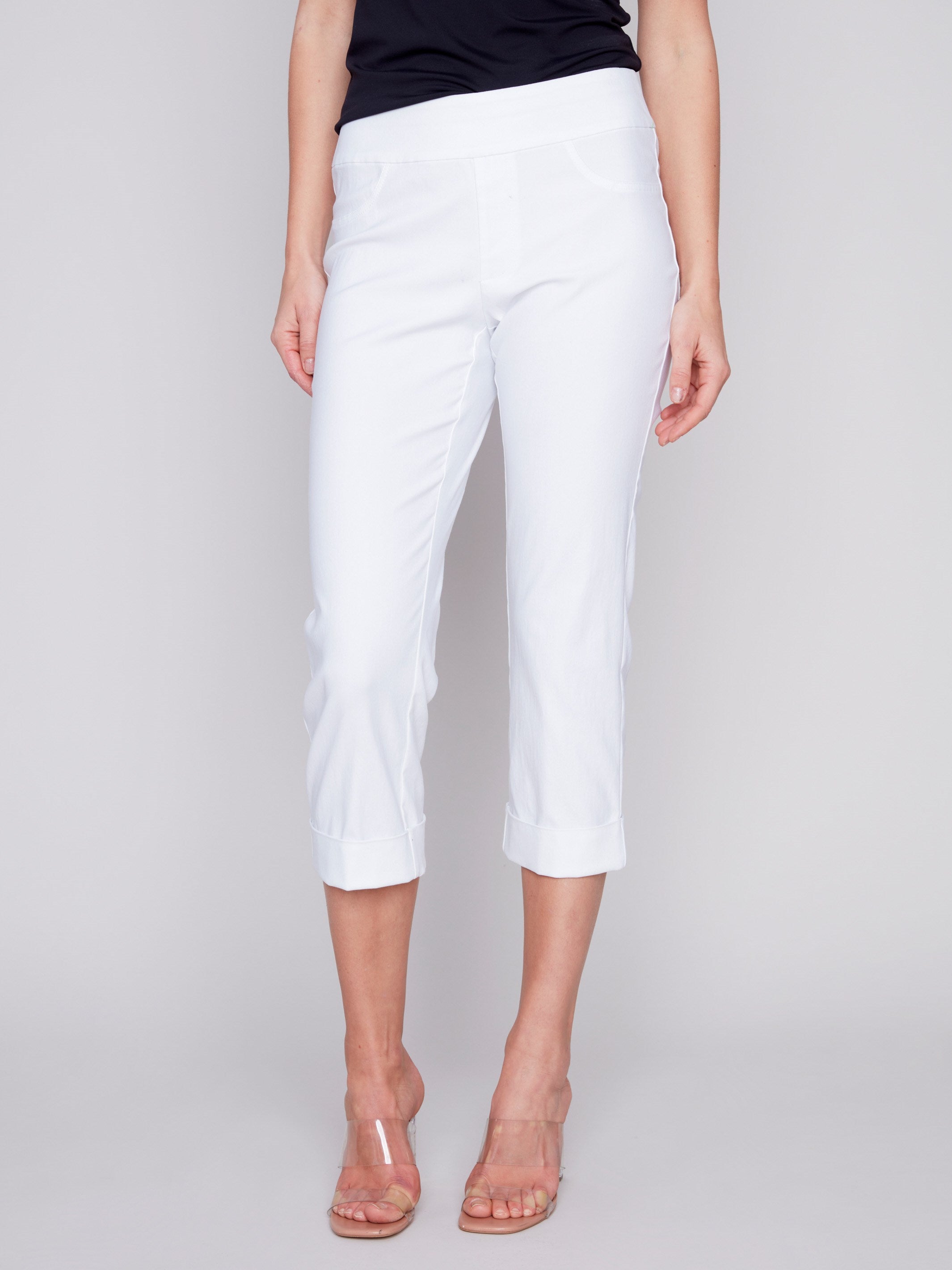 Stretch Pull-On Capri Pants - White - Charlie B Collection Canada - Image 2