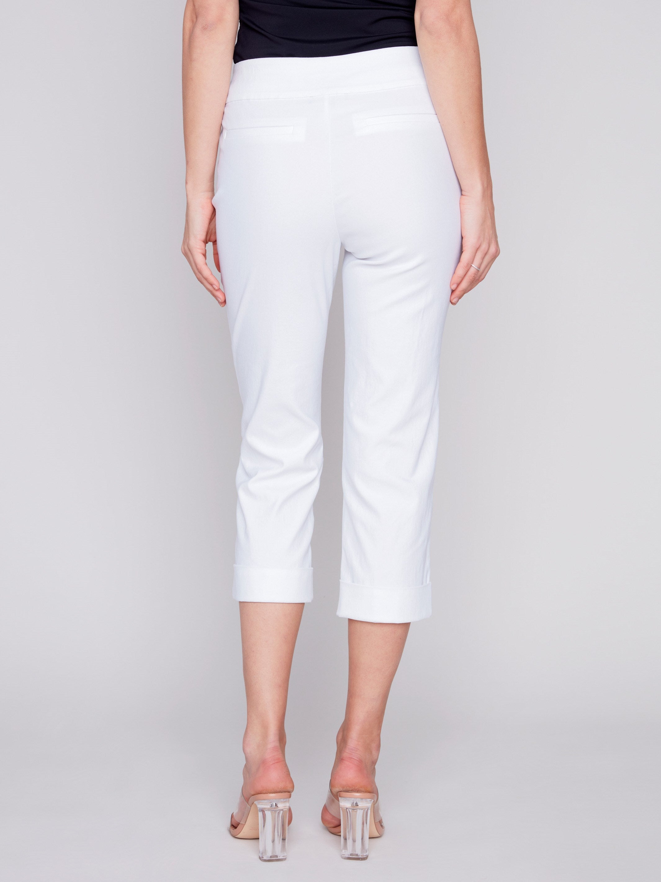 Stretch Pull-On Capri Pants - White - Charlie B Collection Canada - Image 3