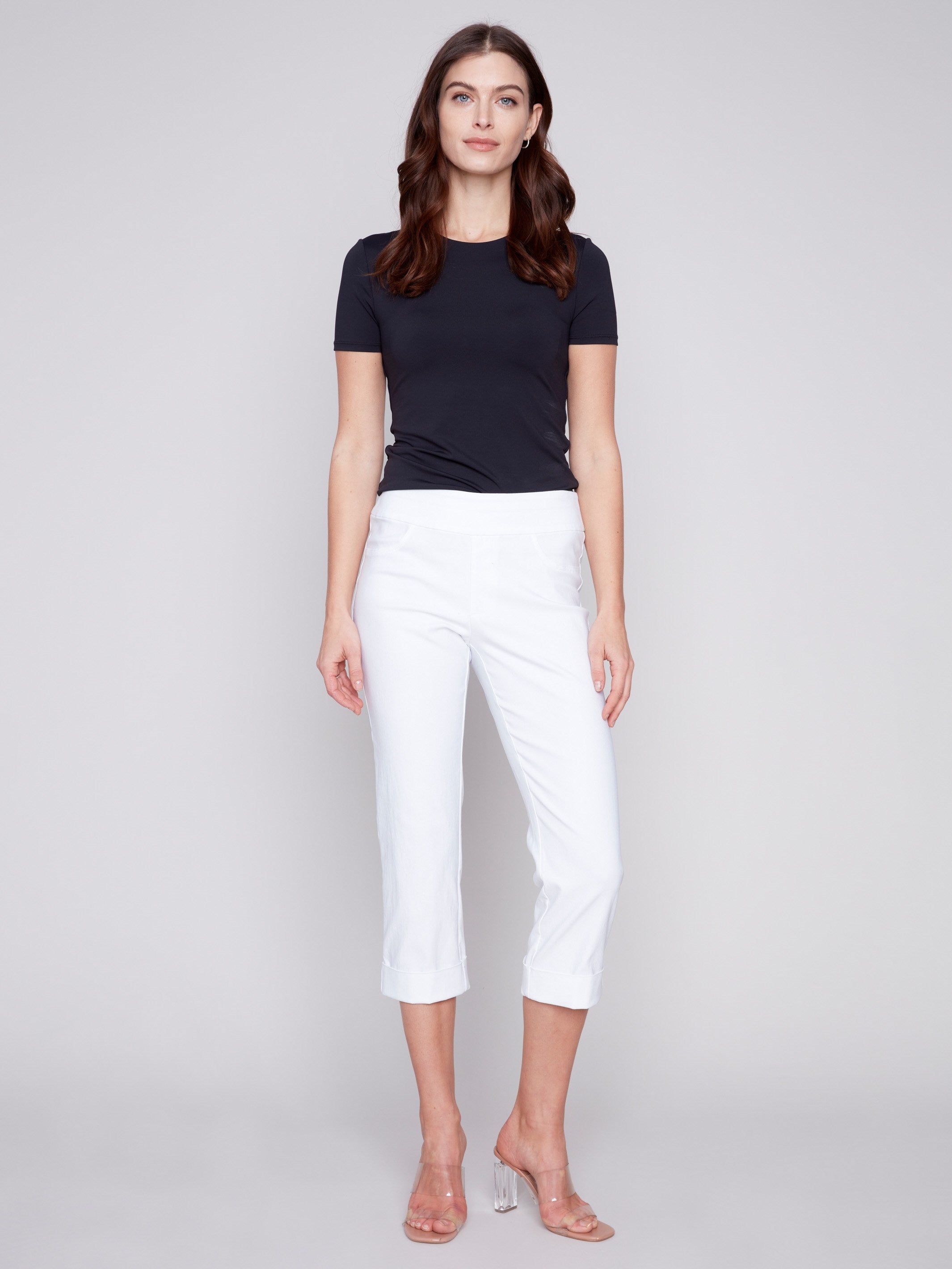 Stretch Pull-On Capri Pants - White - Charlie B Collection Canada - Image 4