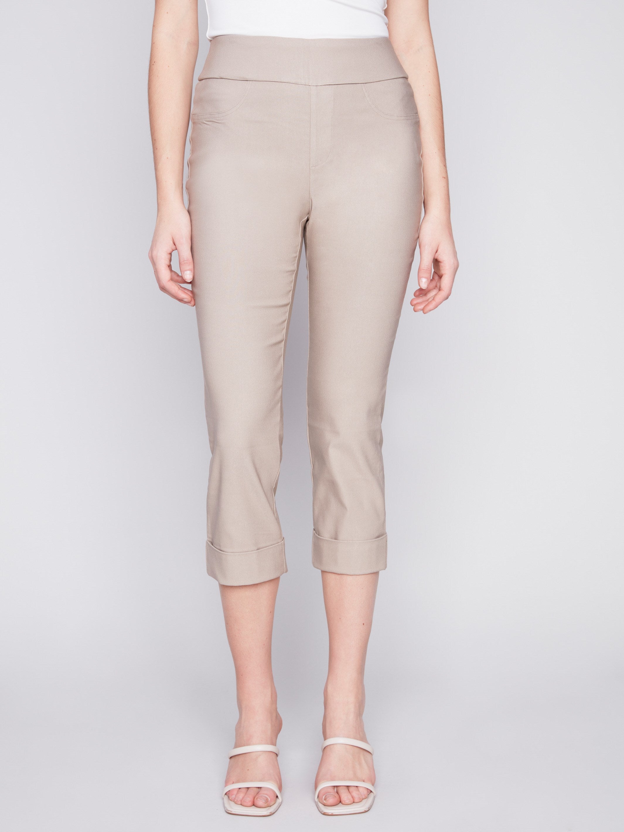 Stretch Pull-On Capri Pants - Greige - Charlie B Collection Canada - Image 3