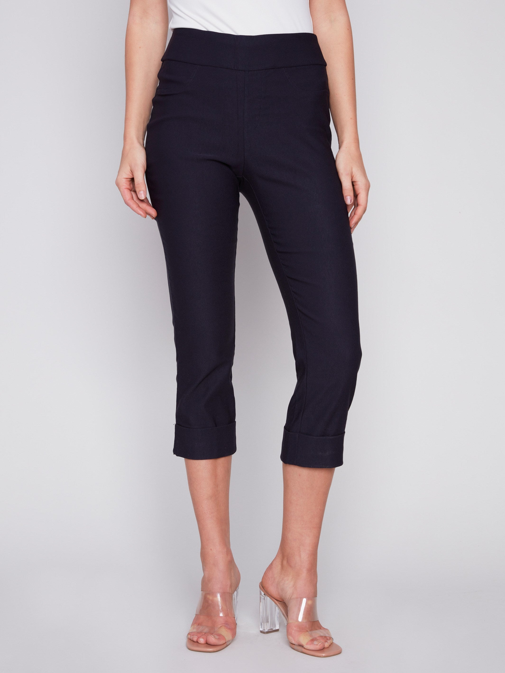 Stretch Pull-On Capri Pants - Navy - Charlie B Collection Canada - Image 2