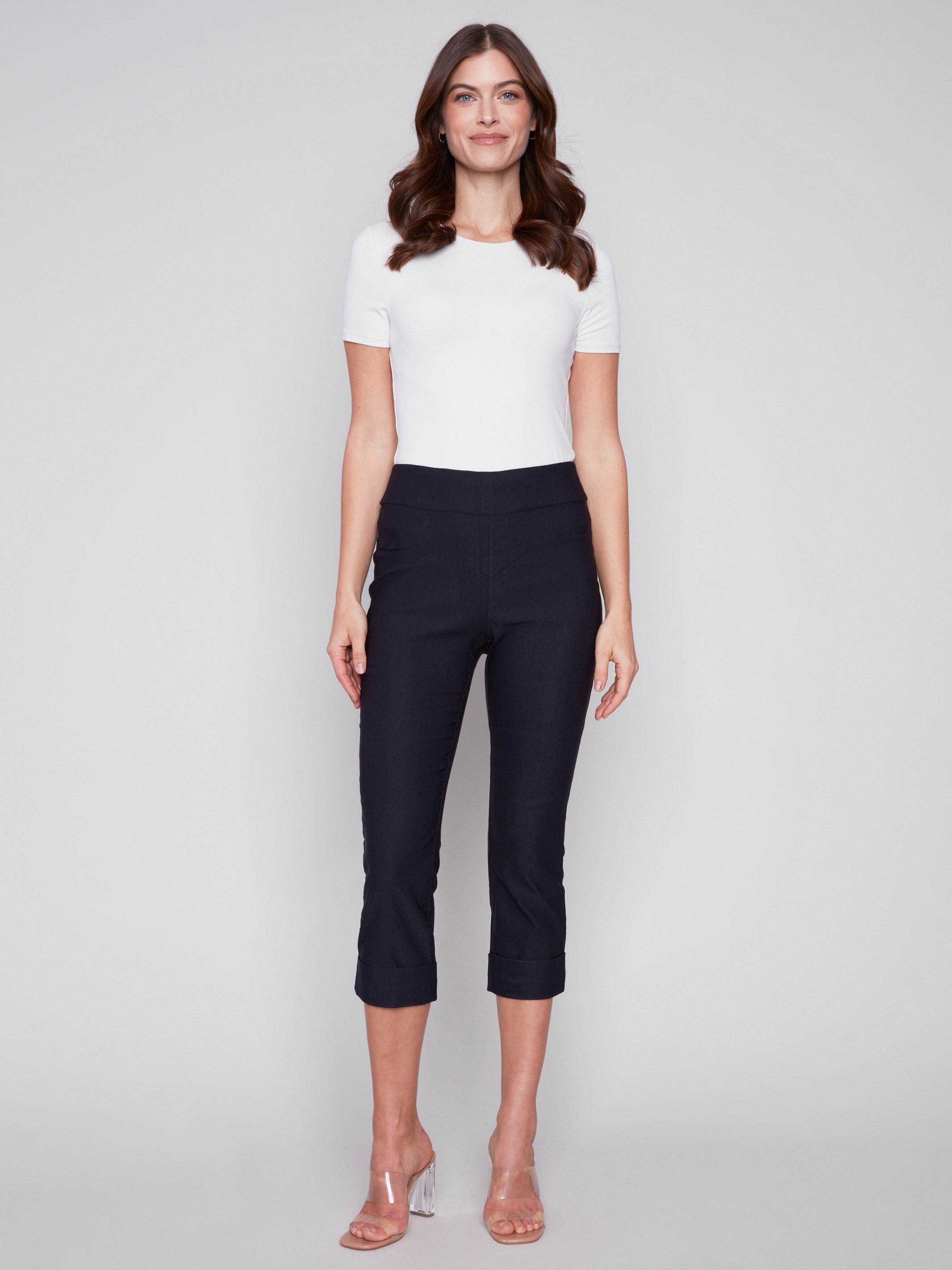 Stretch Pull-On Capri Pants - Navy - Charlie B Collection Canada - Image 3