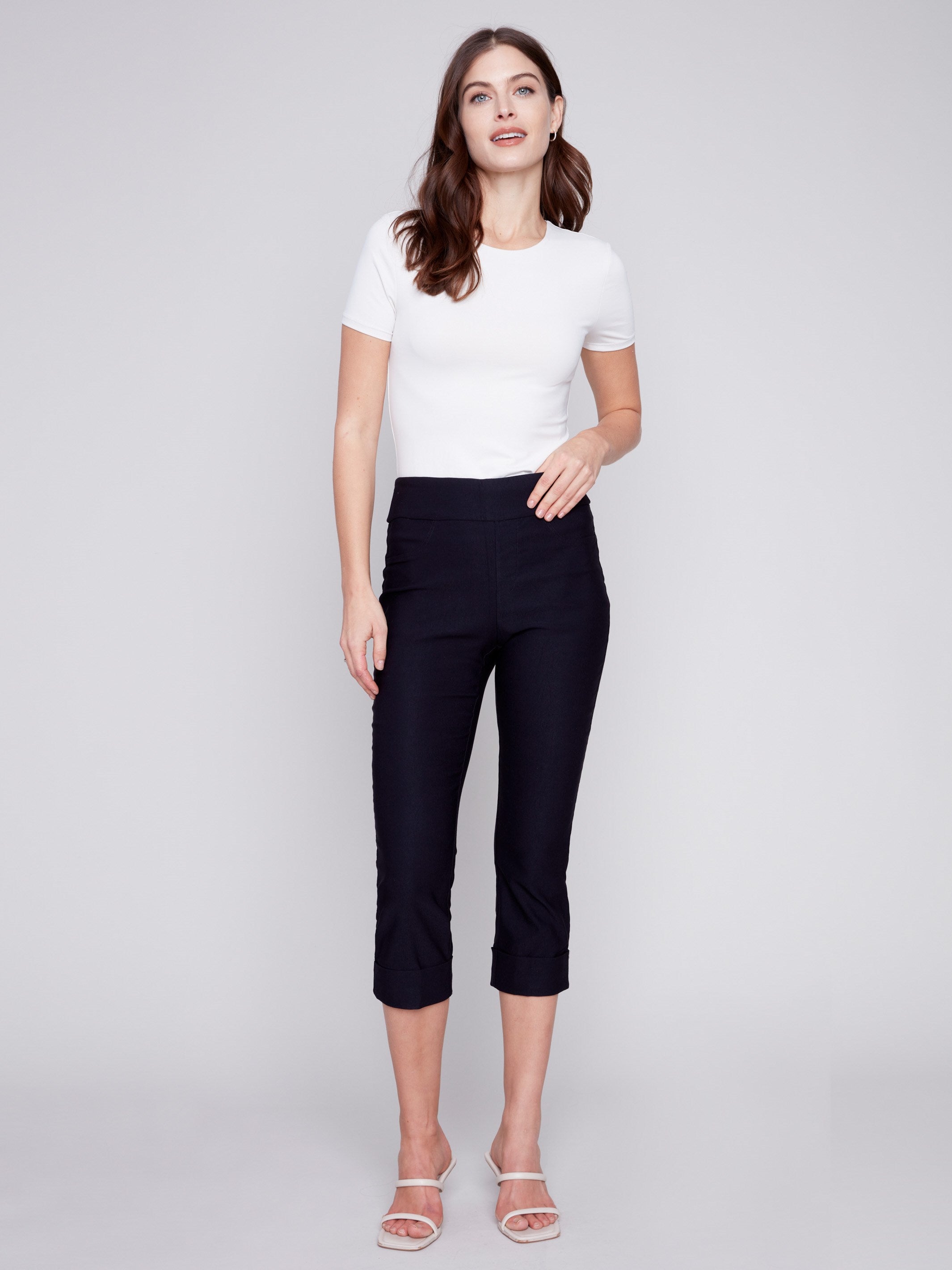 Stretch Pull-On Capri Pants - Black - Charlie B Collection Canada - Image 4