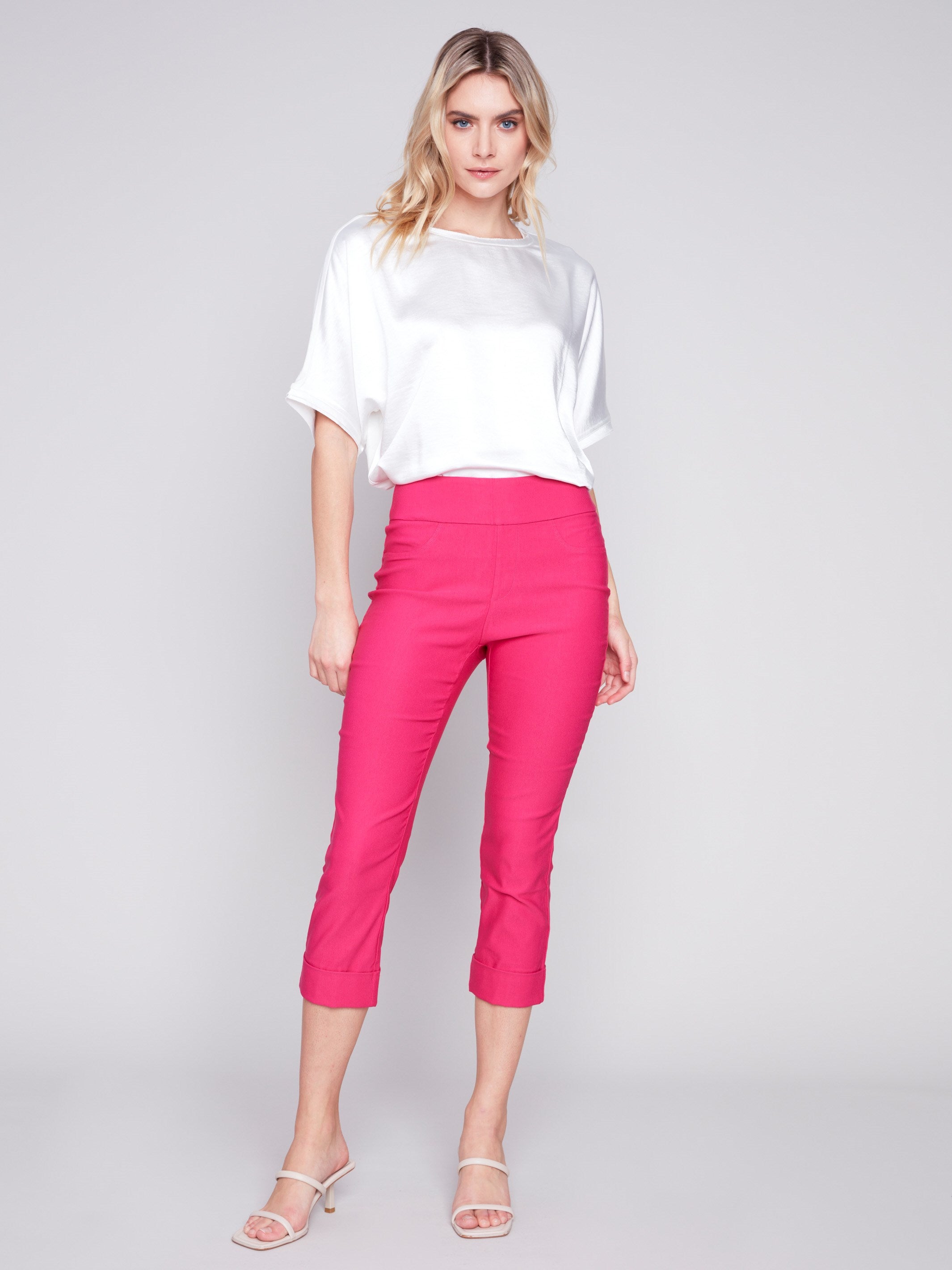 Stretch Pull-On Capri Pants - Punch - Charlie B Collection Canada - Image 1