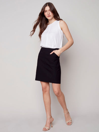 Stretch Skort - Black - C7022 Charlie B Collection Canada