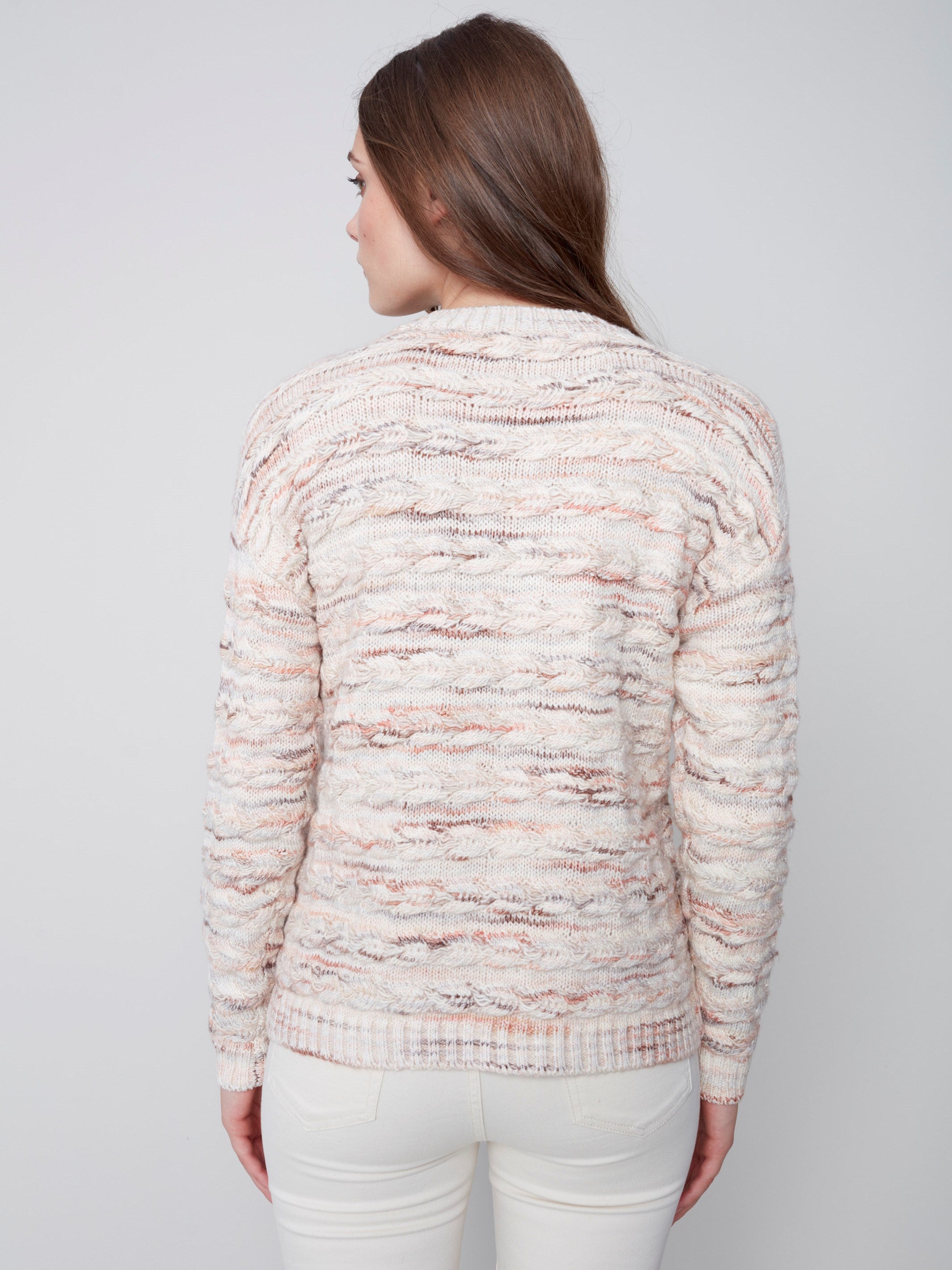 Sweater with Decorative Stitching - Powder