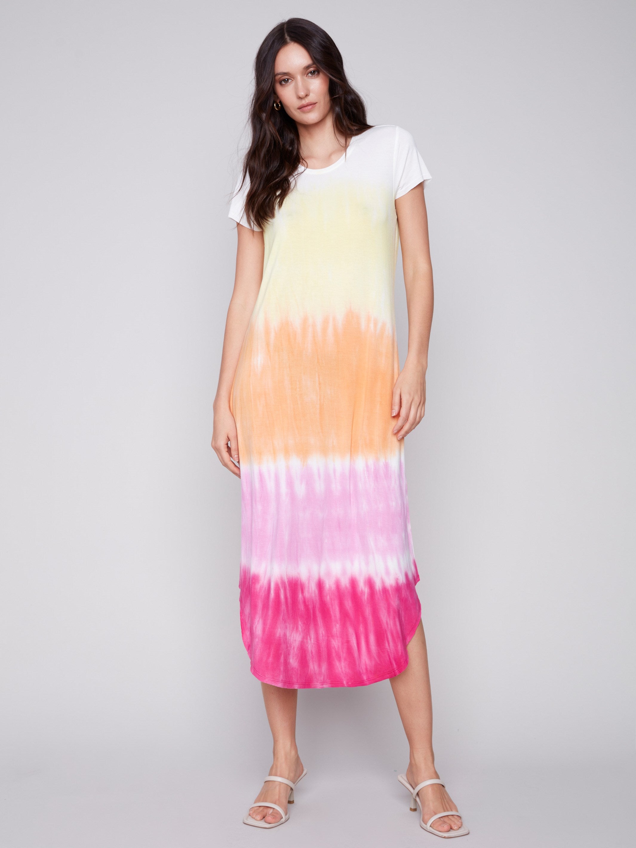 Tie-Dye Cotton Slub Dress - Sunset - Charlie B Collection Canada - Image 1