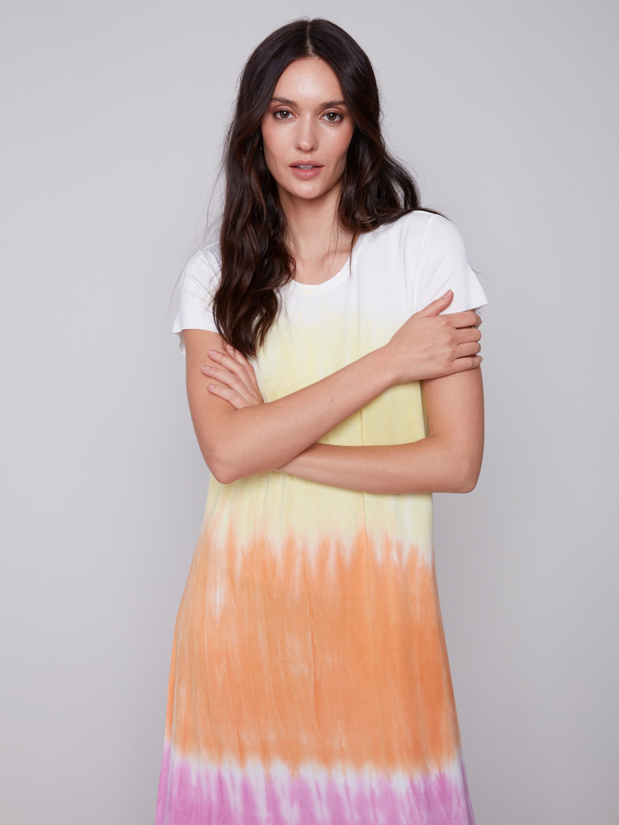Tie-Dye Cotton Slub Dress - Sunset - Charlie B Collection Canada - Image 3