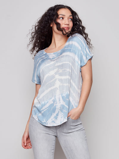 Tie-Dye Dolman Top - Cerulean - C4465 Charlie B Collection Canada