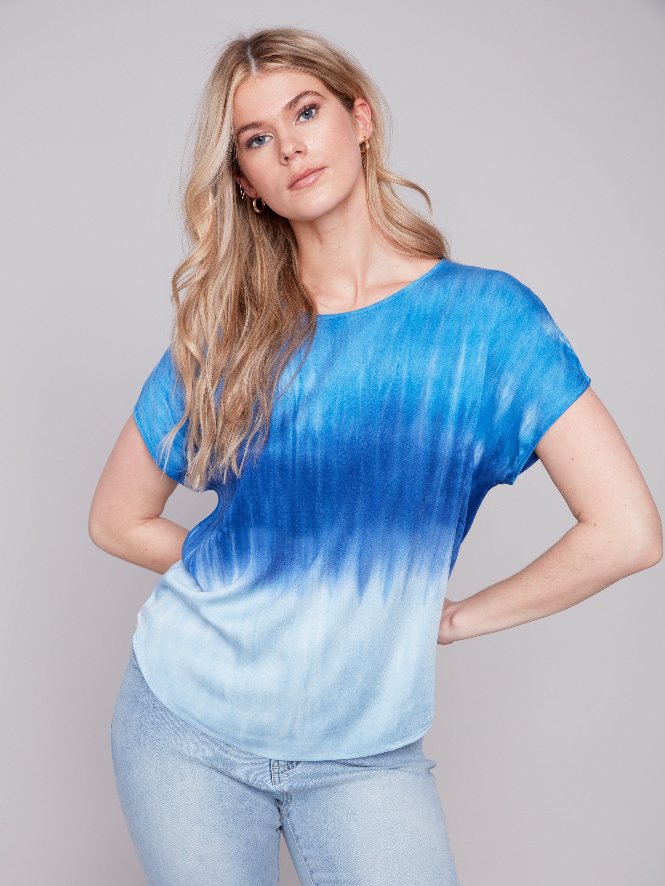 Tie Dye Dolman Top - Sky - Charlie B Collection Canada - Image 1