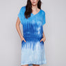 Tie-Dye Dress with Dolman Sleeves - Sky - Charlie B Collection Canada - Image 1