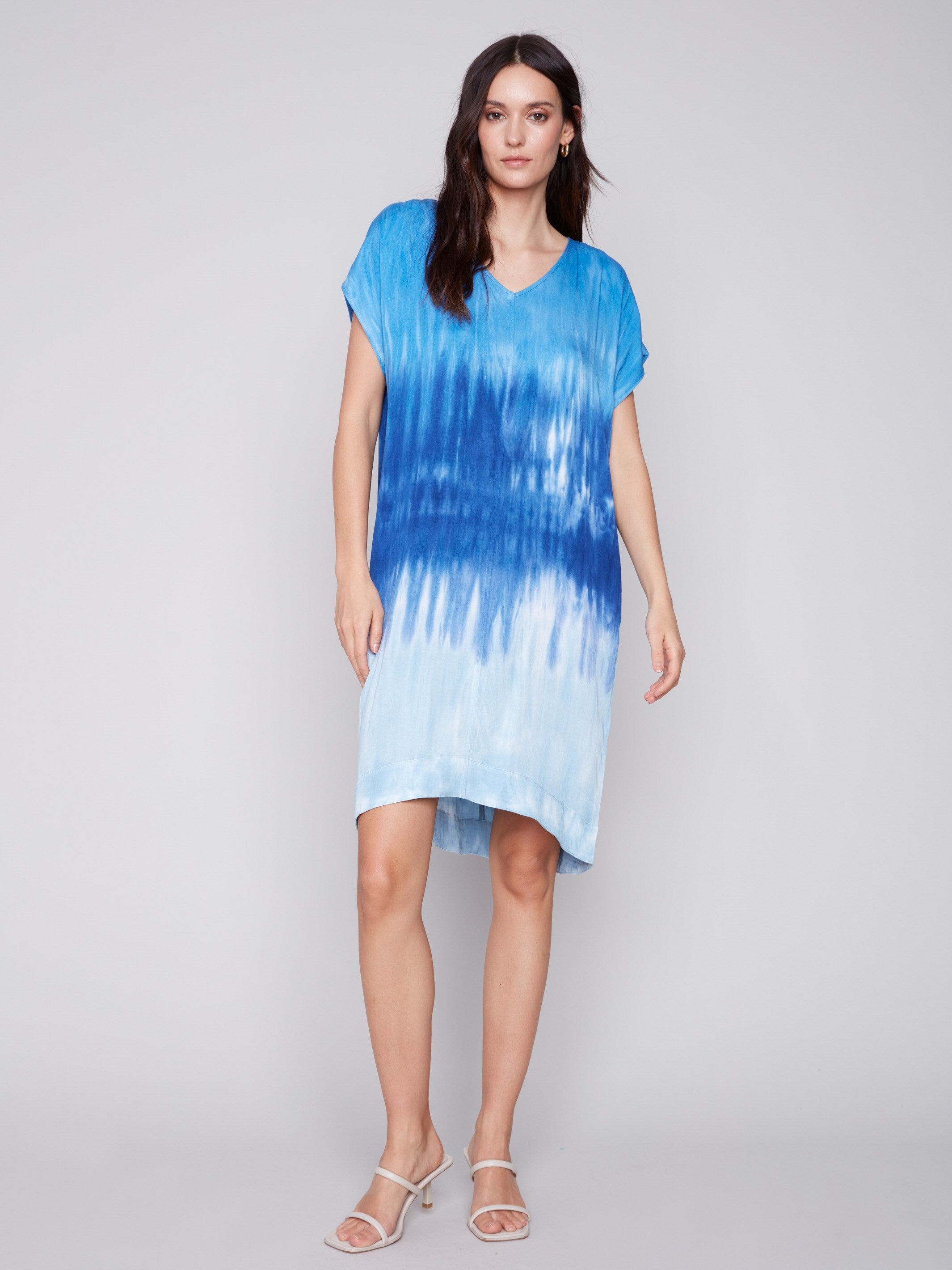 Tie-Dye Dress with Dolman Sleeves - Sky - Charlie B Collection Canada - Image 2