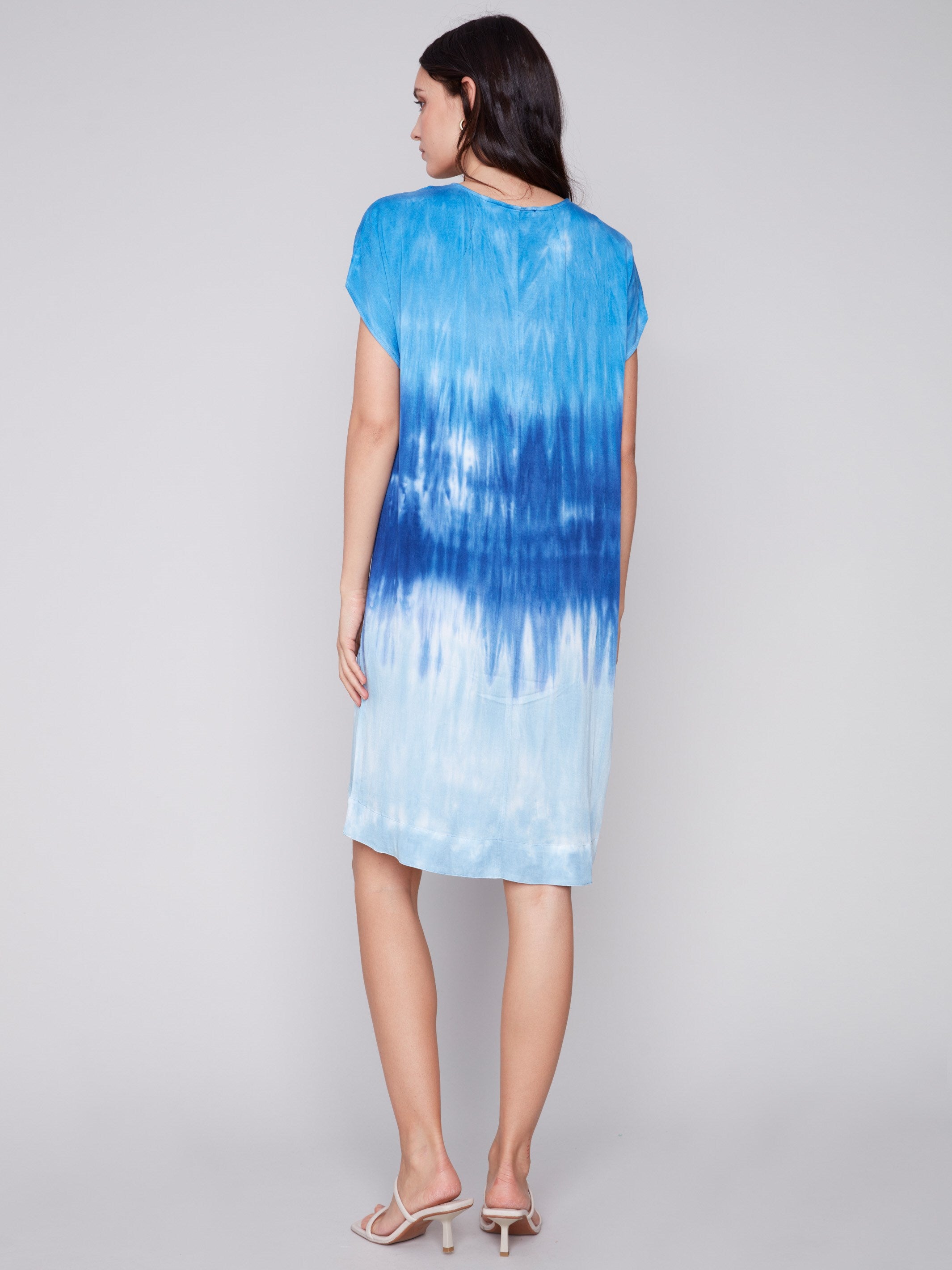 Tie-Dye Dress with Dolman Sleeves - Sky - Charlie B Collection Canada - Image 3