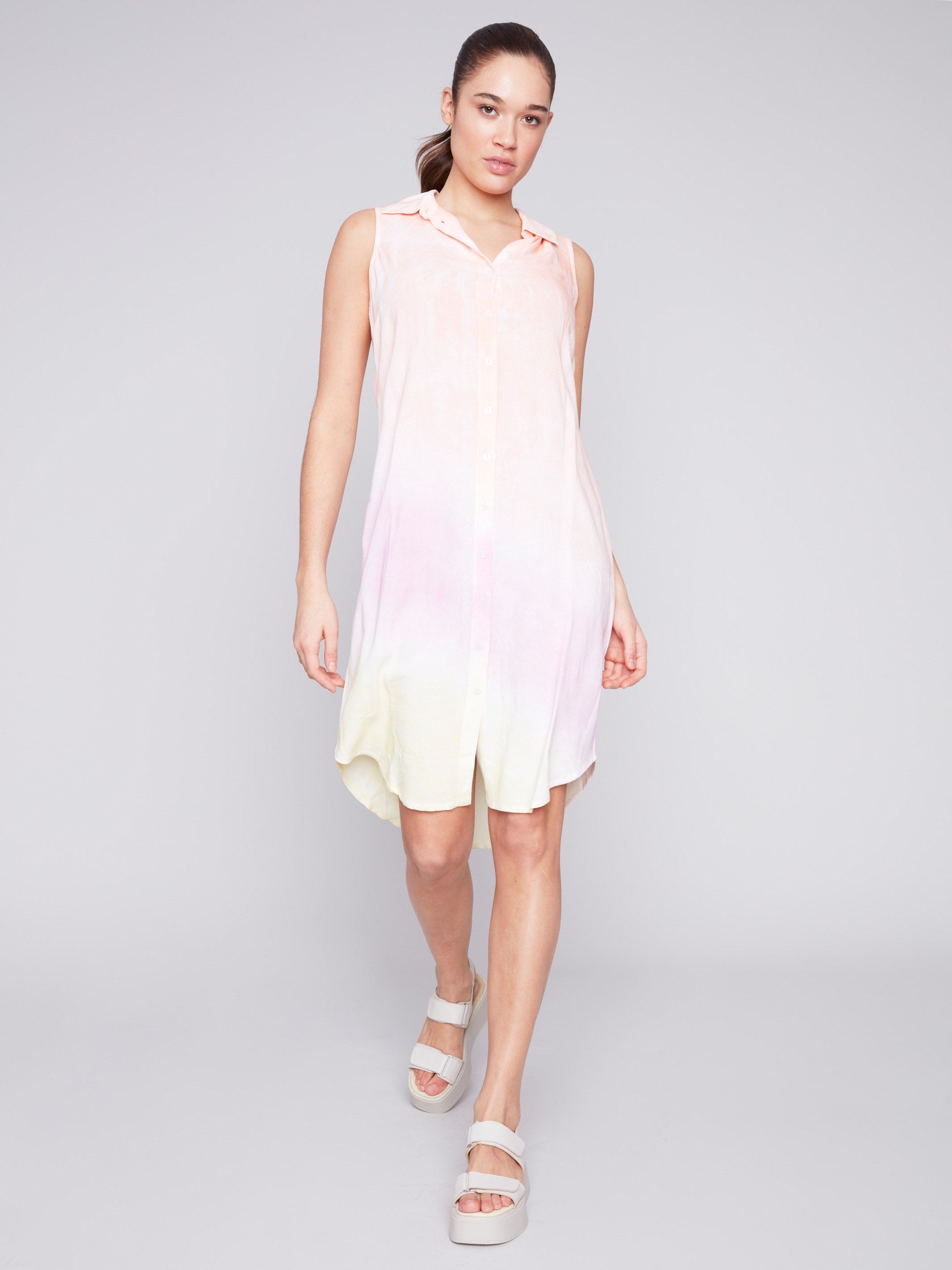 Tie-Dye Sleeveless Button-Front Dress - Dawn - Charlie B Collection Canada - Image 4