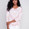 Tie Dye V-Neck Knit Top - Dusty Rose - Charlie B Collection Canada - Image 1