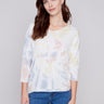 Tie Dye V-Neck Knit Top - Tulip - Charlie B Collection Canada - Image 1
