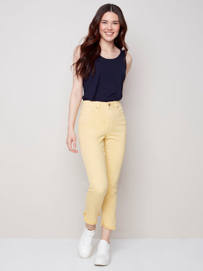 Twill Jeans with Frayed Tulip Hem - Banana - C5405 Charlie B Collection Canada