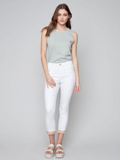 Twill Jeans with Fringe Tassels - White - C5393 Charlie B Collection Canada