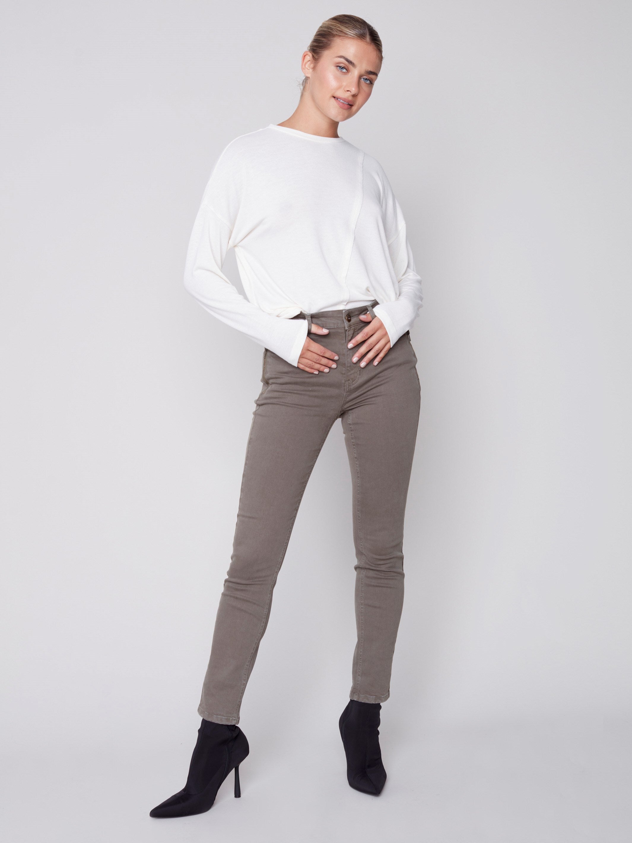 Twill Pants with Zipper Pocket Detail - Spruce