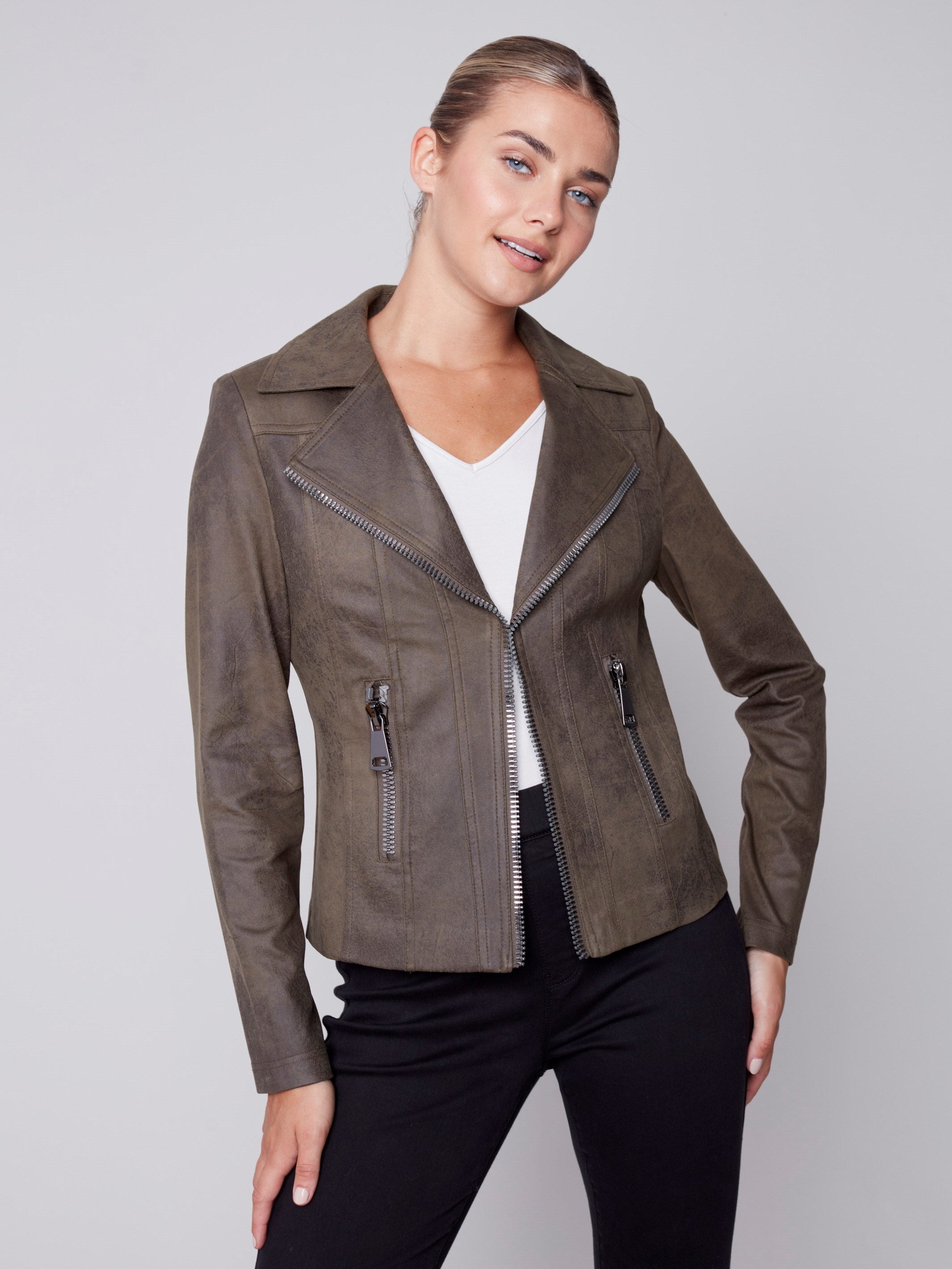 Vintage Faux Leather Perfecto Jacket - Spruce