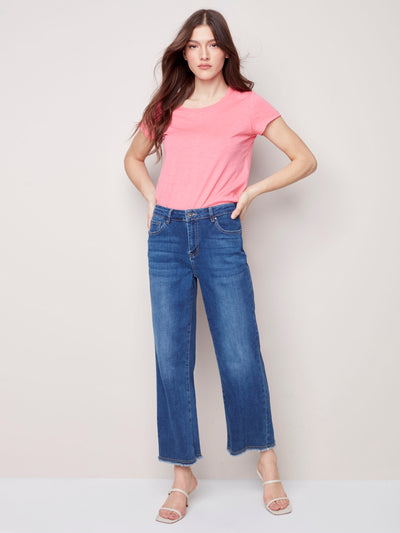 Wide Leg Jeans - Indigo - C5324 Charlie B Collection Canada