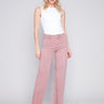 Wide Leg Twill Jeans with Raw Hem - Woodrose - Charlie B Collection Canada - Image 1